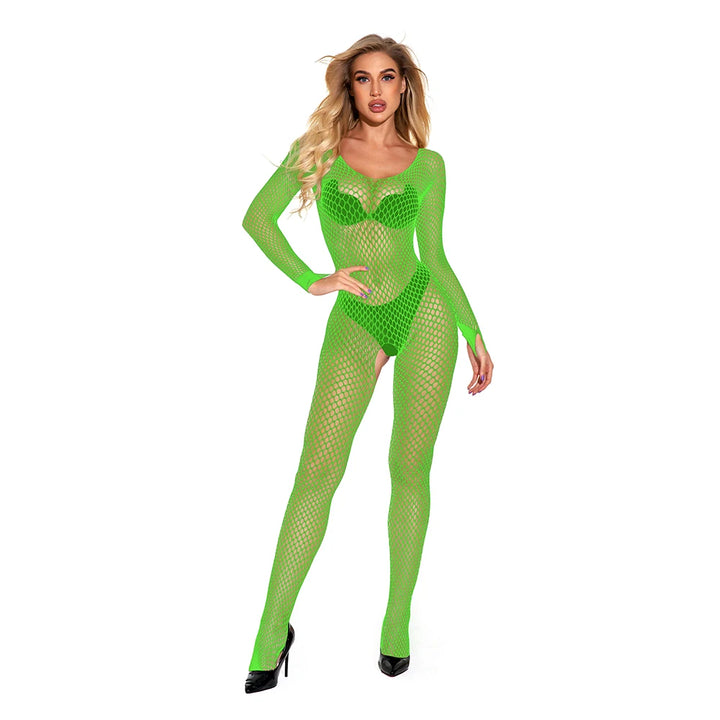 Full Body Fishnet Body Stocking Lingerie Femme Sexy Crotchless Erotic Dancewear Hollow Out Transparent Bodystockings