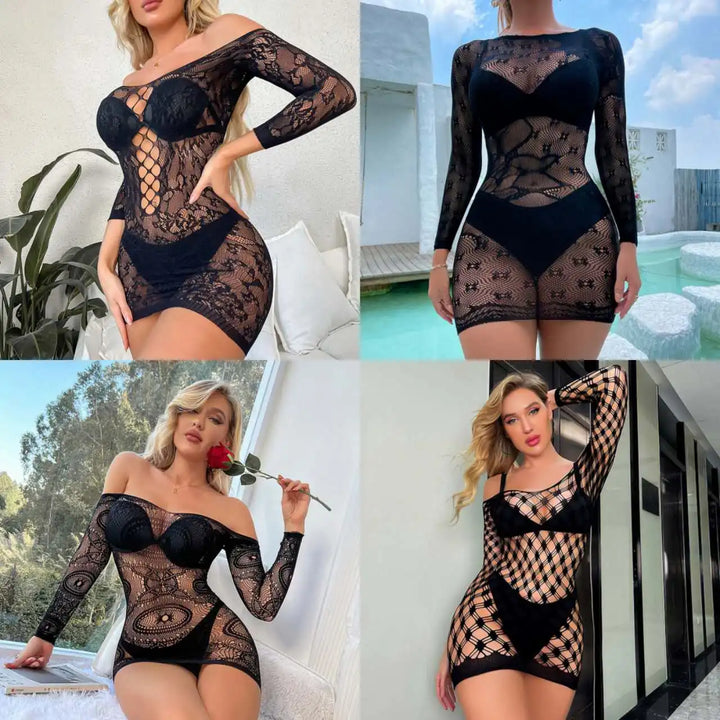 Hollow Out Sexy Mesh Lingerie Honeymoon Mesh Bodystocking Sexy Open Crotch Pantyhose Lingerie Femme Sexy Bodysuits W531