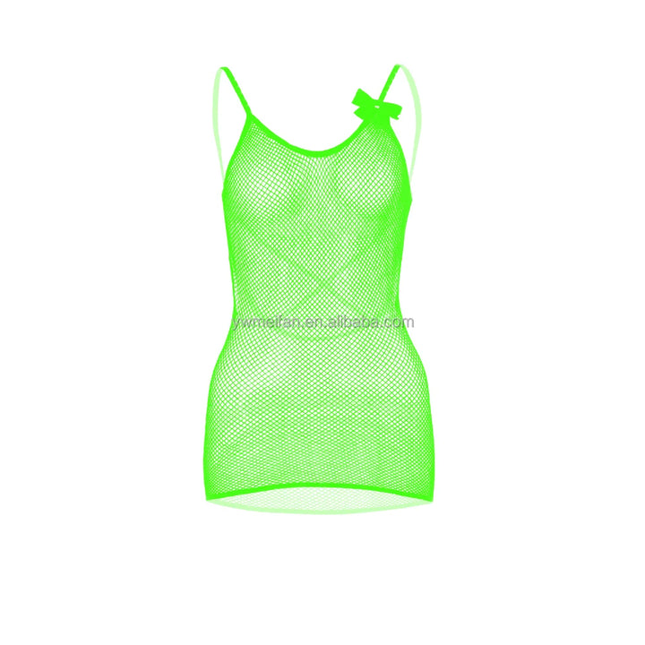 Hot Sales Women Sexy Fishnets Designer New Solid Color Mesh Lingerie With Bow Strap Cutout Bodystocking Dresses