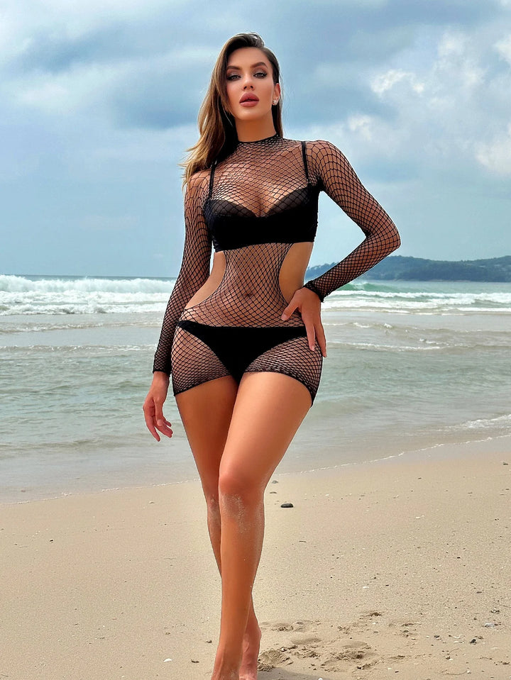 Hollow Out Bodysuit Women's Sexy Fishnets Lingerie Dress Lenceria Para Mujer Sexy Transparent Bodystocking