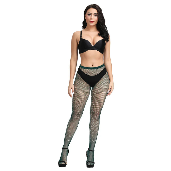 Rhinestone Gem Pantyhose Tights Women Sexy Nylon Hosiery Stockings Costumes Party Bling Lingerie Candy Color Leggings