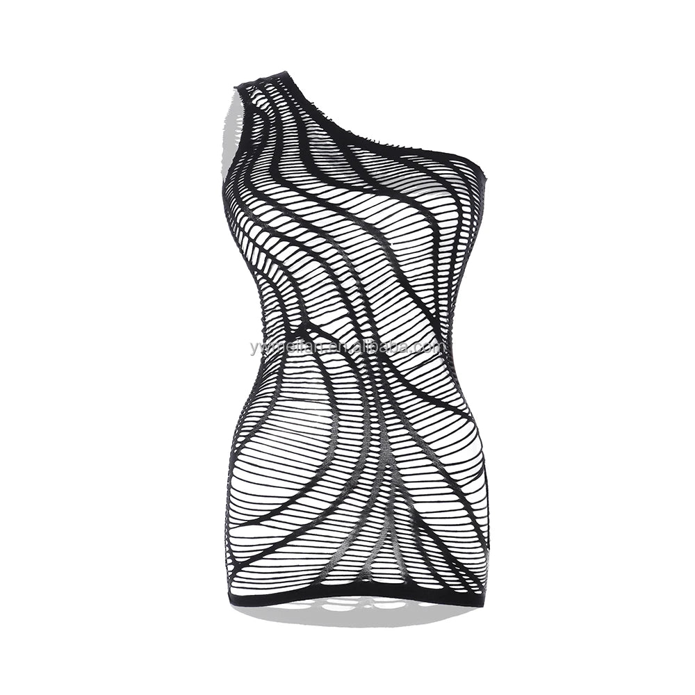 Sexy Fishnet Bodystocking Floral Slips Women's Sexy Mesh Sheer Bodysuit Crotchless Body Stockings Lingerie Dress
