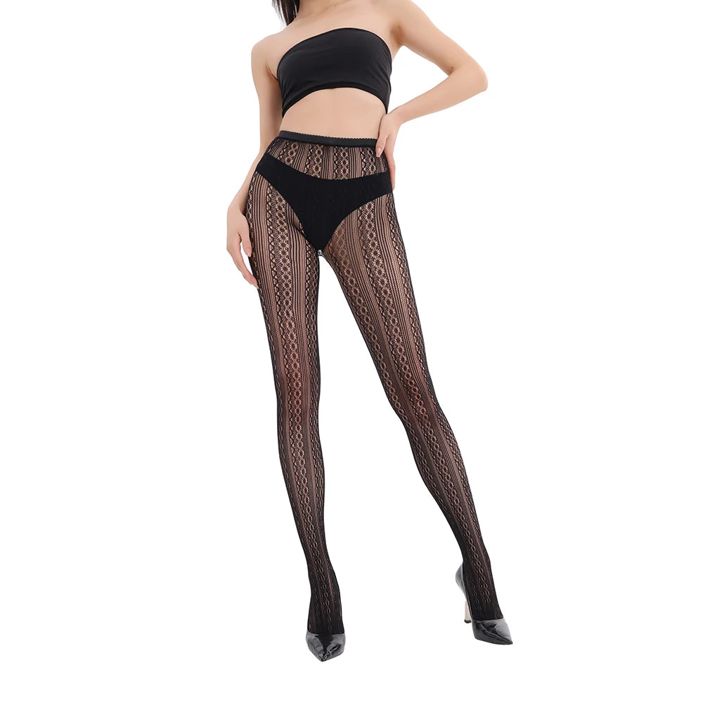 Lingerie Sexy Femme Spandex Mesh Dress Floral Halloween Fish Net Socks Pantyhose Stockings Knitted Design Brand Logo Tights