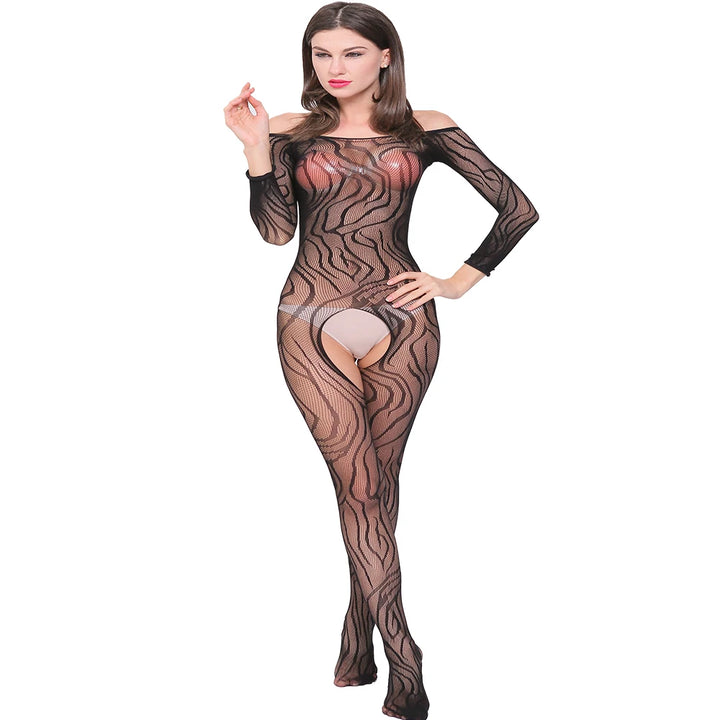 Ins Popular Worm Print Lingerie Femme Sexy Crotchless Bodysuit Underwear Women Sexy Erotic Body Stocking Lingerie W080