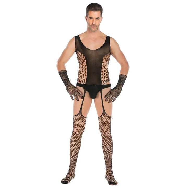 Sexy Fishnet Man Body Stocking Plus Sexy Underwear