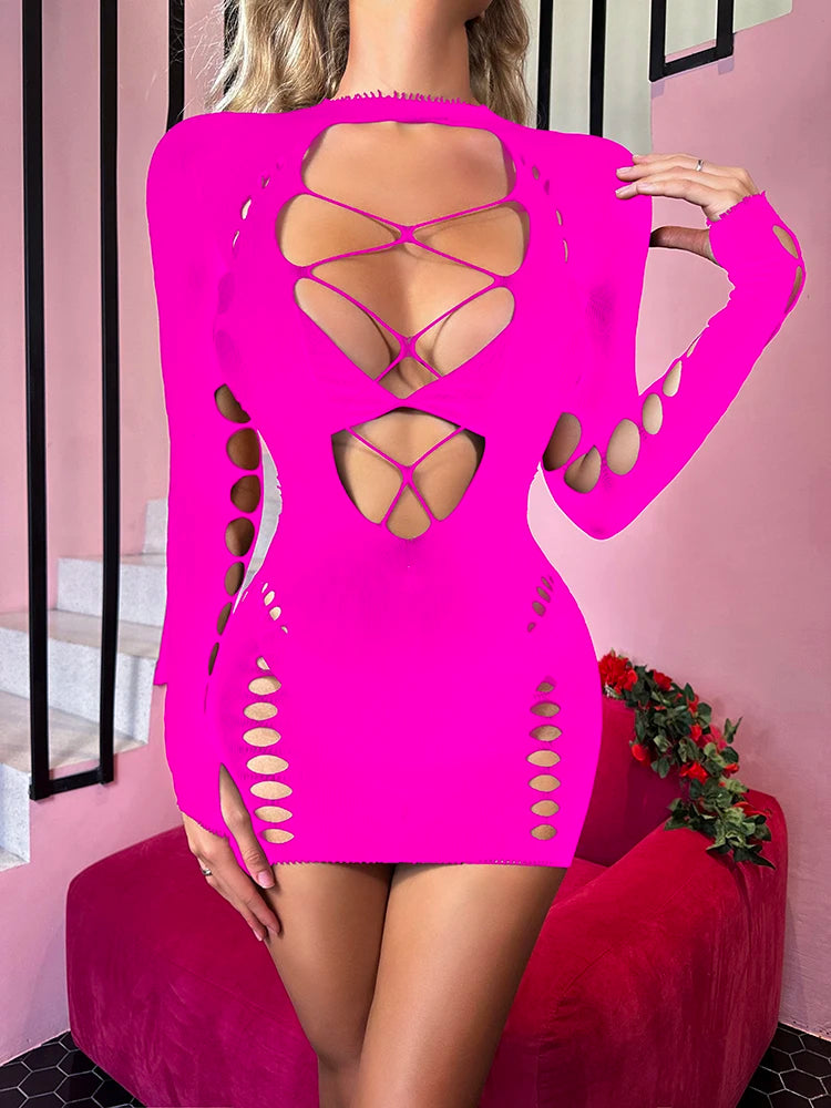 Sexy Lingerie Bodysuits Backless Transparent Exotic Dancewear Body Stocking Nightclub Dresses Women Sexy Club Skirt Outfit