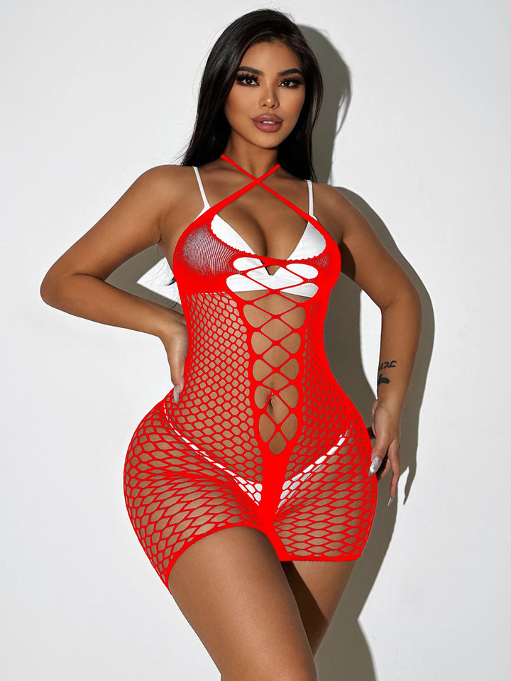 Hollow Out Sexy Baby Doll Mature Lady Sexy Erotic Lingerie Dress Bling Rhinestone Stockings Mesh Sheer Bodystocking