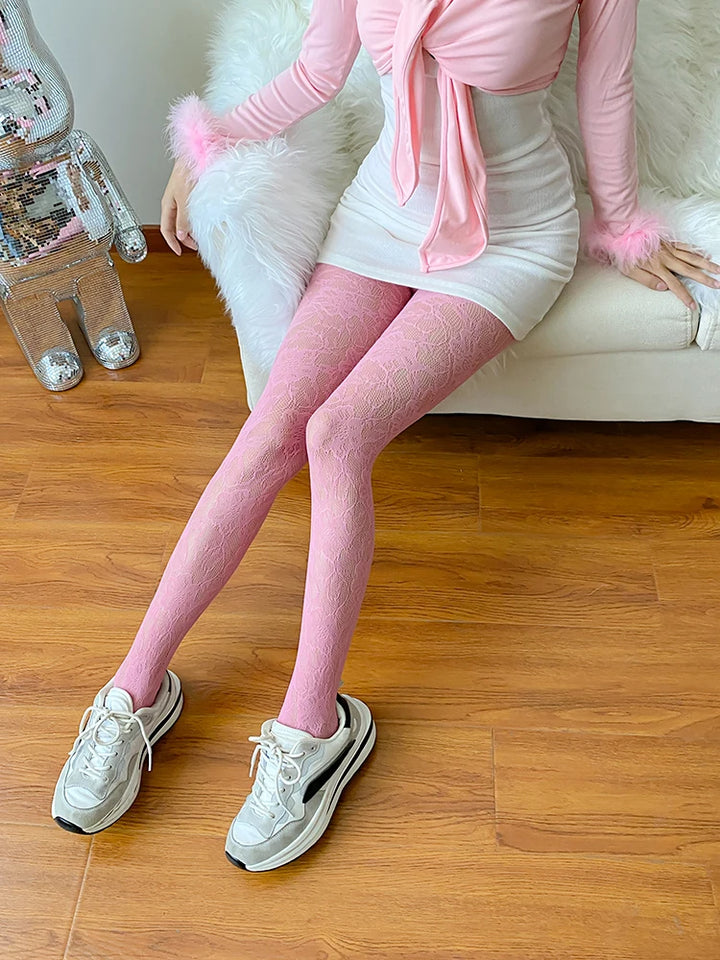 Fishnet Leggings Summer Party Club Cute Lace Stockings Body for Women Lace Hollow Out Seamless Tights Mesh Silk Pantyhose