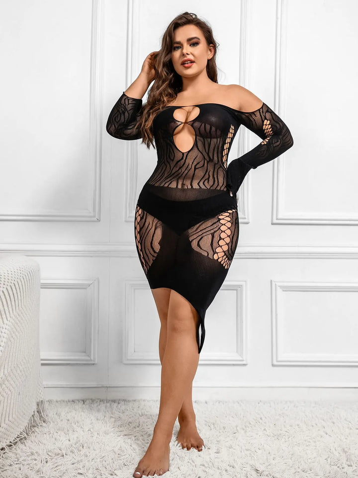 Wholesale Plus Size Sexy Hot Fishnet Bodystocking Lingerie Black Transparent Lace Bow Decoration Sizes XL 3XL for Fat Women ODM