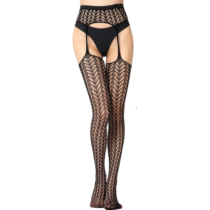 2023 Women Fishnet Stockings Hight Waist Tights Thigh High Pantyhose Plus Size See Through Crotchless Lingerie