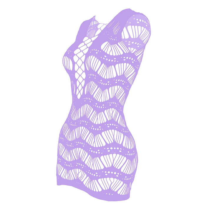 Sexy Body Stocking Dress Transparent Hollow Out Jumpsuit Plus Size Bodycon Dress Lingerie Bodysuits Club Outfits for Women