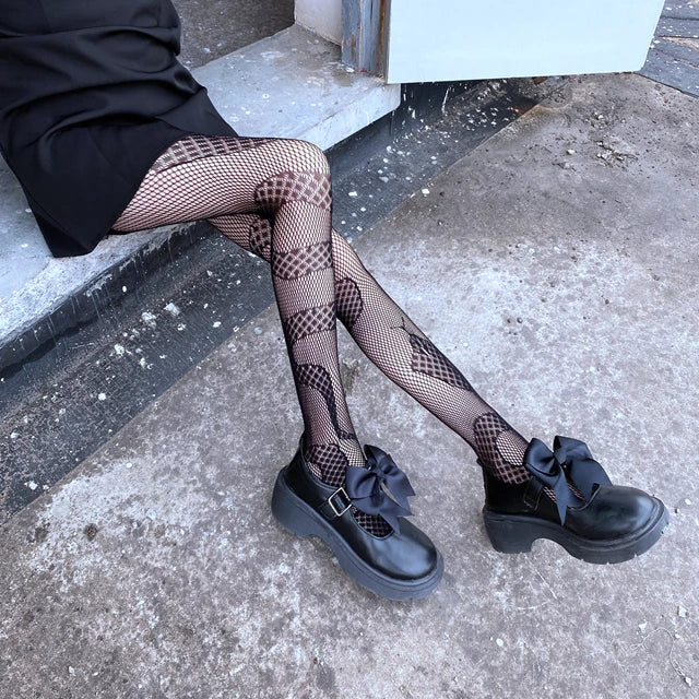 Fishnet Stockings High Waist Seamless Tight Black Nylon Pantyhose