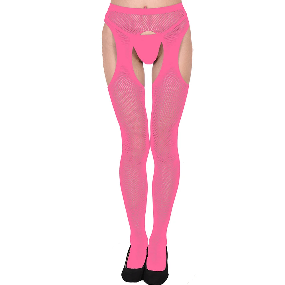 Wholesale 70D Fishnet Tights Four Sides Open Crotch Sexy Erotic Body Stockings Women's Nylon Hosiery Pantyhose White