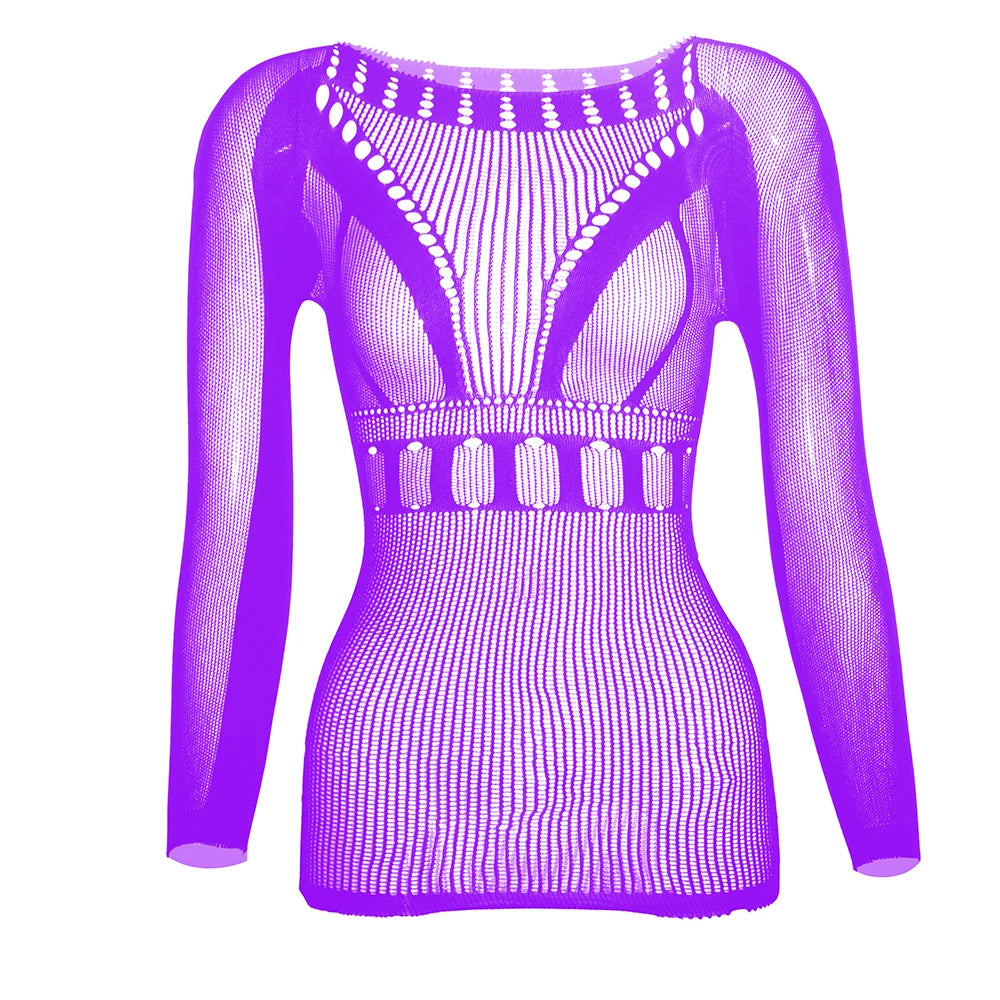 High Waist Sexy Mesh Lingerie Summer Vacation Outfit Elastic Nylon Bodystocking One-Piece Mesh Stockings