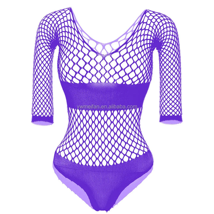 Valentine's Day Mesh Lingerie Dress Sexy Fishnets Bodysuit Women Summer Bikini Underwear Thong Body Stocking Dress