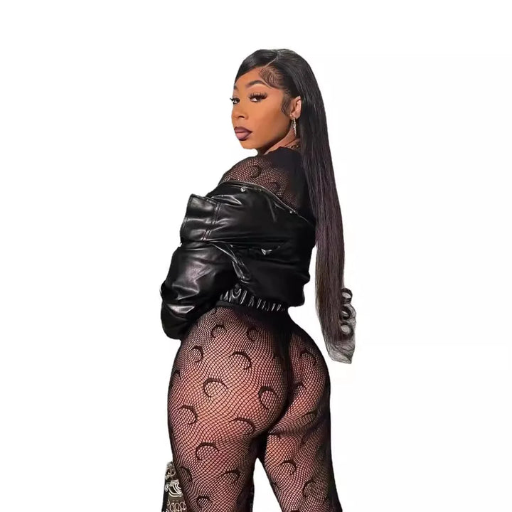 Hollow Out Women's Clothing Sexy Lingerie Mesh Sheer Full Moon Bodysuit 2025 Sexy Backless Body Stocking Sexy Plus Size