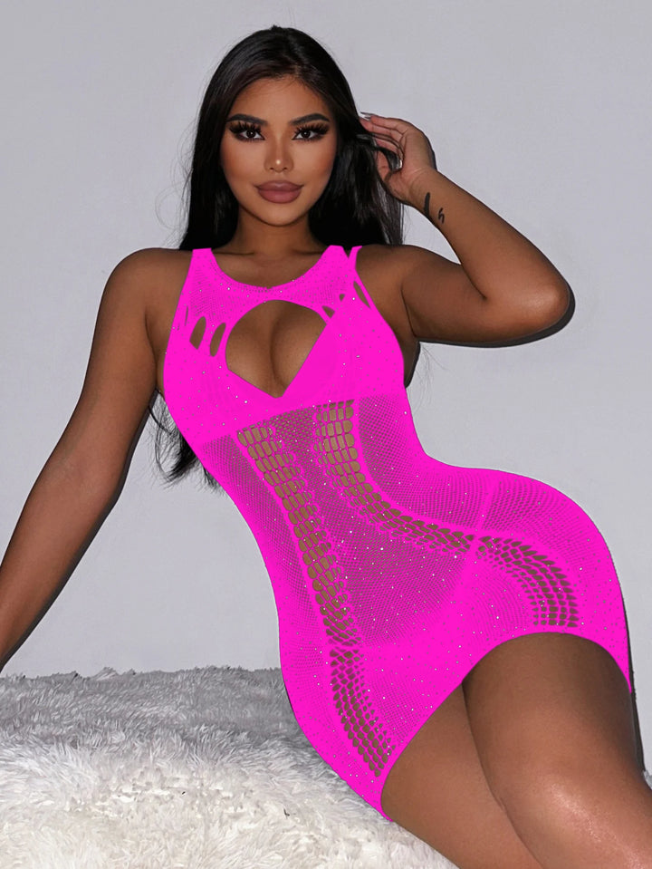 Popular Rhinestone Babydoll Lingerie Femme Sexy Body Stocking Lingerie Dress Party Club Exotic Performance Dancewear