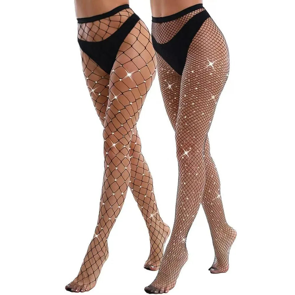 Manufacturer Womens Rhinestone Fishnet Elastic Stockings Big Fish Net Tights Pantyhose TZs114