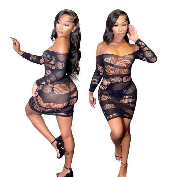 Women Erotic Lingerie Hollow Out Fishnet Lingerie Mesh Babydoll Crotchless Body Stocking Lace Lingerie Body Dress Outfit