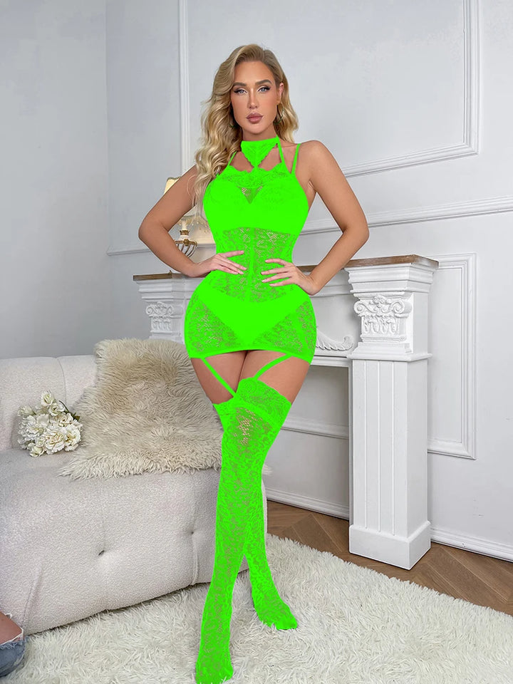 Wholesale Sexy Mesh Lingerie Dress Fishnets Bodystocking Bodysuit Women Free Size Sexy Crotchless Stockings Full Body
