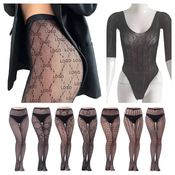 Customized Brand Logo FF&GG Fishnet Stockings Factory Manufacturer Stockings for Women Sexy Fishnet Leggings Pantyhose