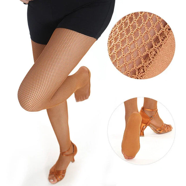 Caramel Professional Hard Network Latin Stockings Nylon Fishnet Pantyhose/Tights for Women Performance Dancewear Socks