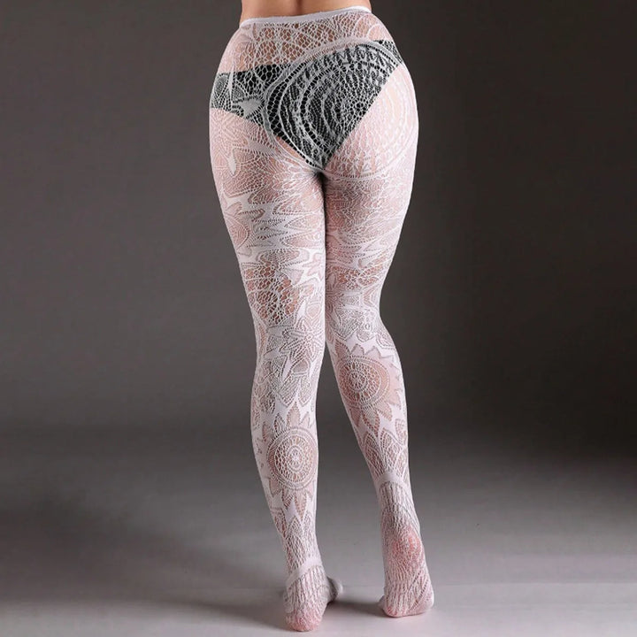 Women's Thin Jacquard Stockings Hollow Abstract Pattern Fishnet Pantyhose Tights Plus Size Transparent Knitted Hosiery 3094