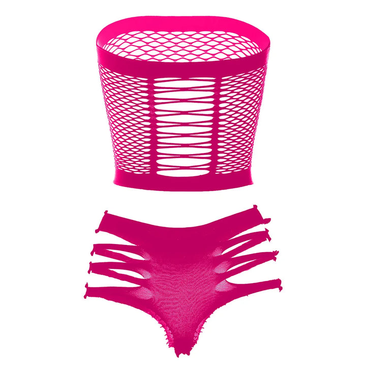 Two Piece Lingerie Underwear Bodysuit Set Women Clothing Sexy Fishnet Bodystocking Exotic Dancewear