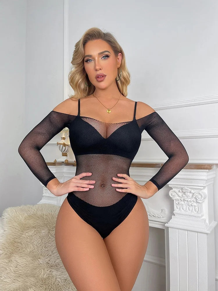 Wholesale Women's Sexy Mesh Sheer Lingerie Fishnet Body Stocking Erotic Women's Clothing Sexy Bodystocking Tops