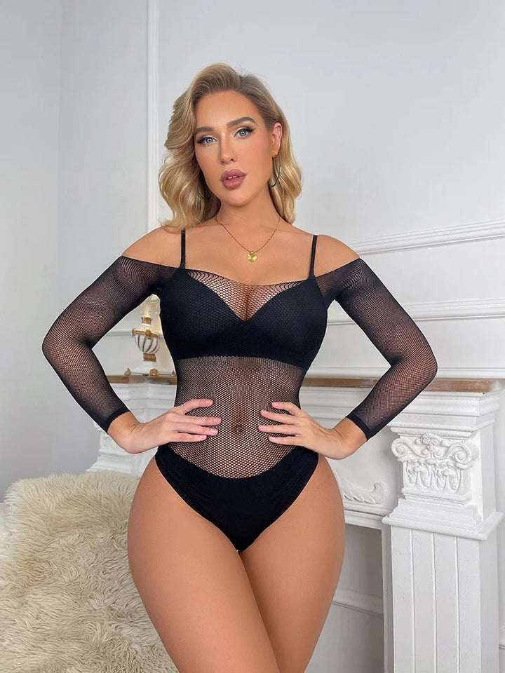 Wholesale Women's Sexy Mesh Sheer Lingerie Fishnet Body Stocking Erotic Women's Clothing Sexy Bodystocking Tops