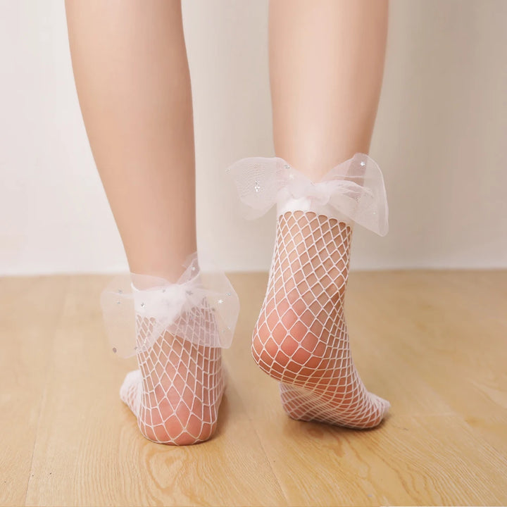 Sexy Sheers Exotic Hosiery Thigh Stockings Lace Top Suspender Set Tempting Mesh Knee Socks Nylon Stay up Pantyhose With Silicone