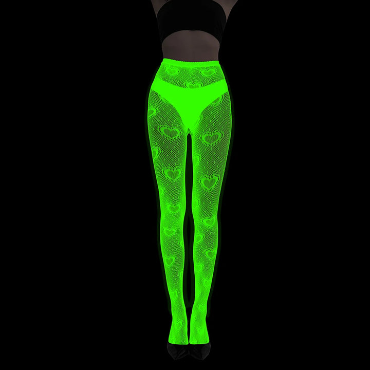 Women Body Stocking Glow in the Dark Sexy Fishnet Bodystocking Transparent Nylon Socks Mesh Pantyhose