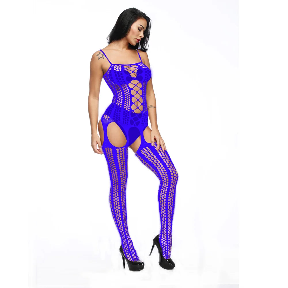 2025 Classic Star Sellers Slim Hollow Out Mesh Multicolor Crotchless Sleeveless Fishnet Bodystocking Sexy Lingerie