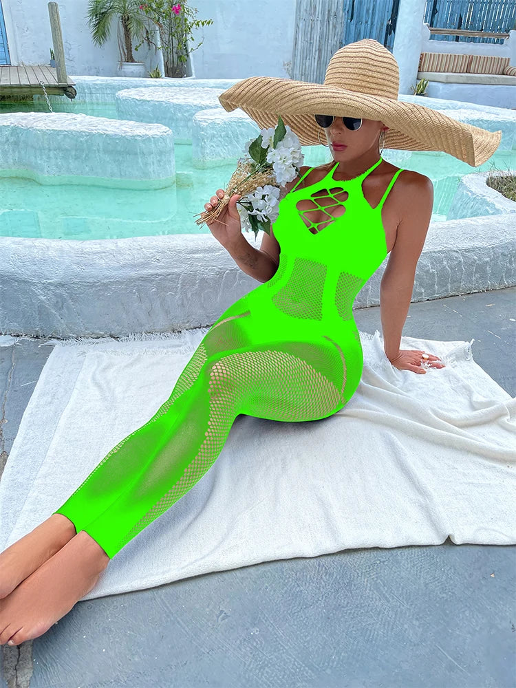 Hot Sales  Crotchless Sexy Full Body Fishnets Pantyhose Cutout Women Erotic Bodysuit Mesh  Fishnet Bodystocking
