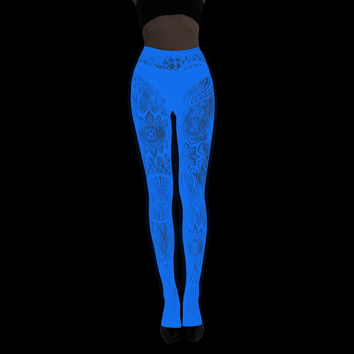 Wholesale Luminous Women Body Stocking Glow in the Dark Sexy Fishnet Bodystocking Transparent Nylon Socks Mesh Pantyhose
