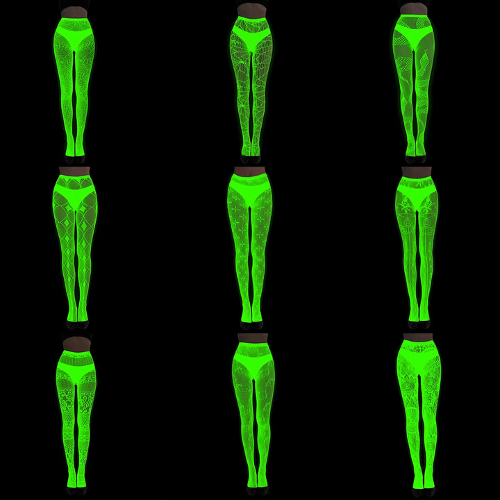 Glow in the Dark Net Socks Sexy Party Luminous Fishnet Pantyhose Women Stocking Tights Sheers Nylon Socks Mesh Pantyhose