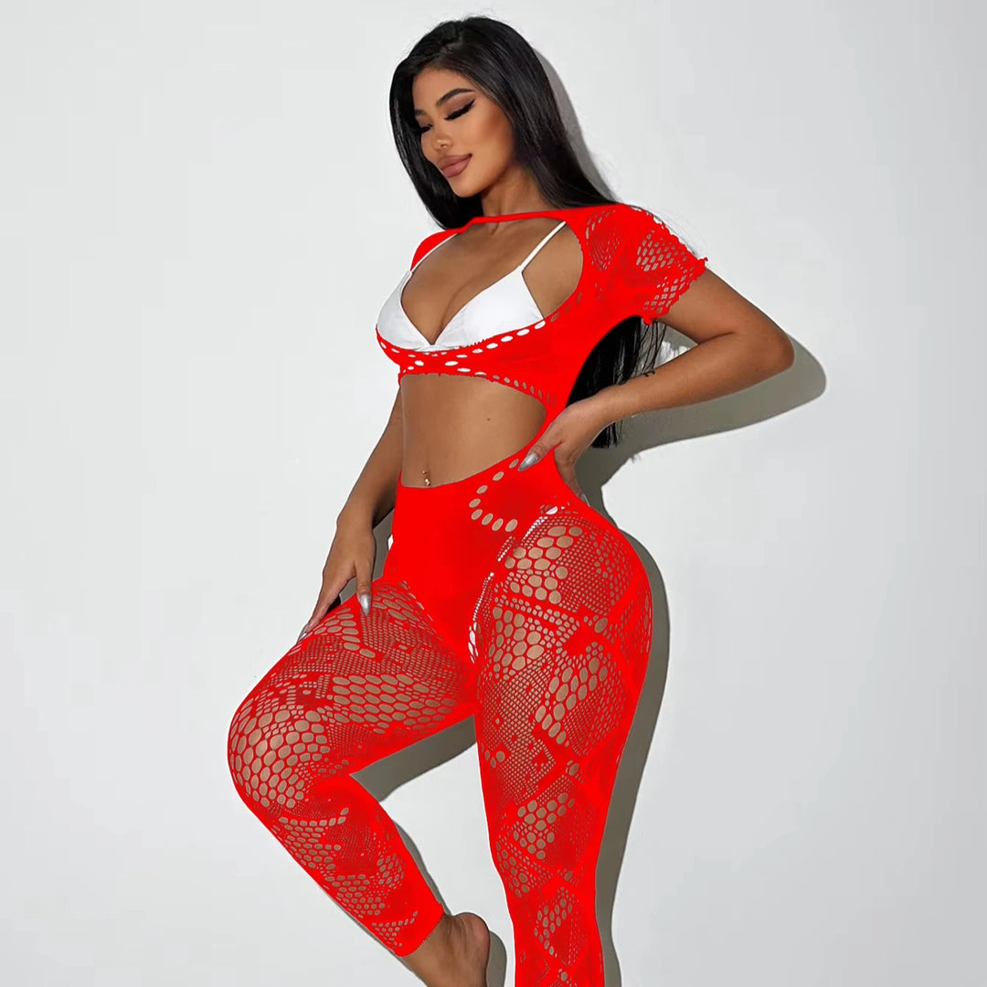 Sexy Mesh One Piece Bodysuit Erotic Crotchless Lingerie See Through Footless Jumpsuit Fishnet Body Stocking Lace Babydoll