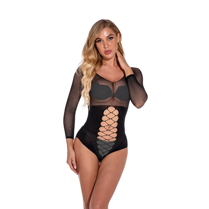 Custom Women's Sexy Fishnet Body Doll Rhinestone Lingerie Mesh Sheer Bodystocking Crotchless Erotic Lingerie Sexy