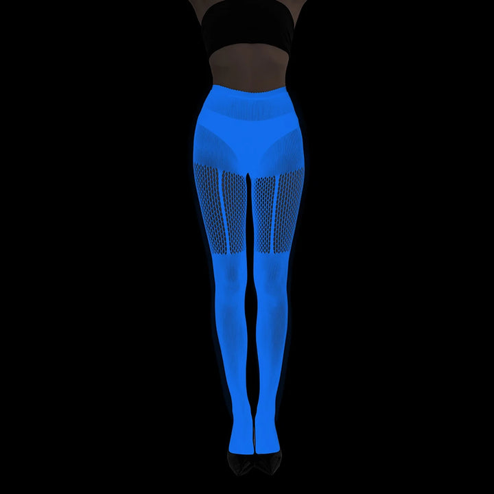 Wholesale Luminous Women Body Stocking Glow in the Dark Sexy Fishnet Bodystocking Transparent Nylon Socks Mesh Pantyhose