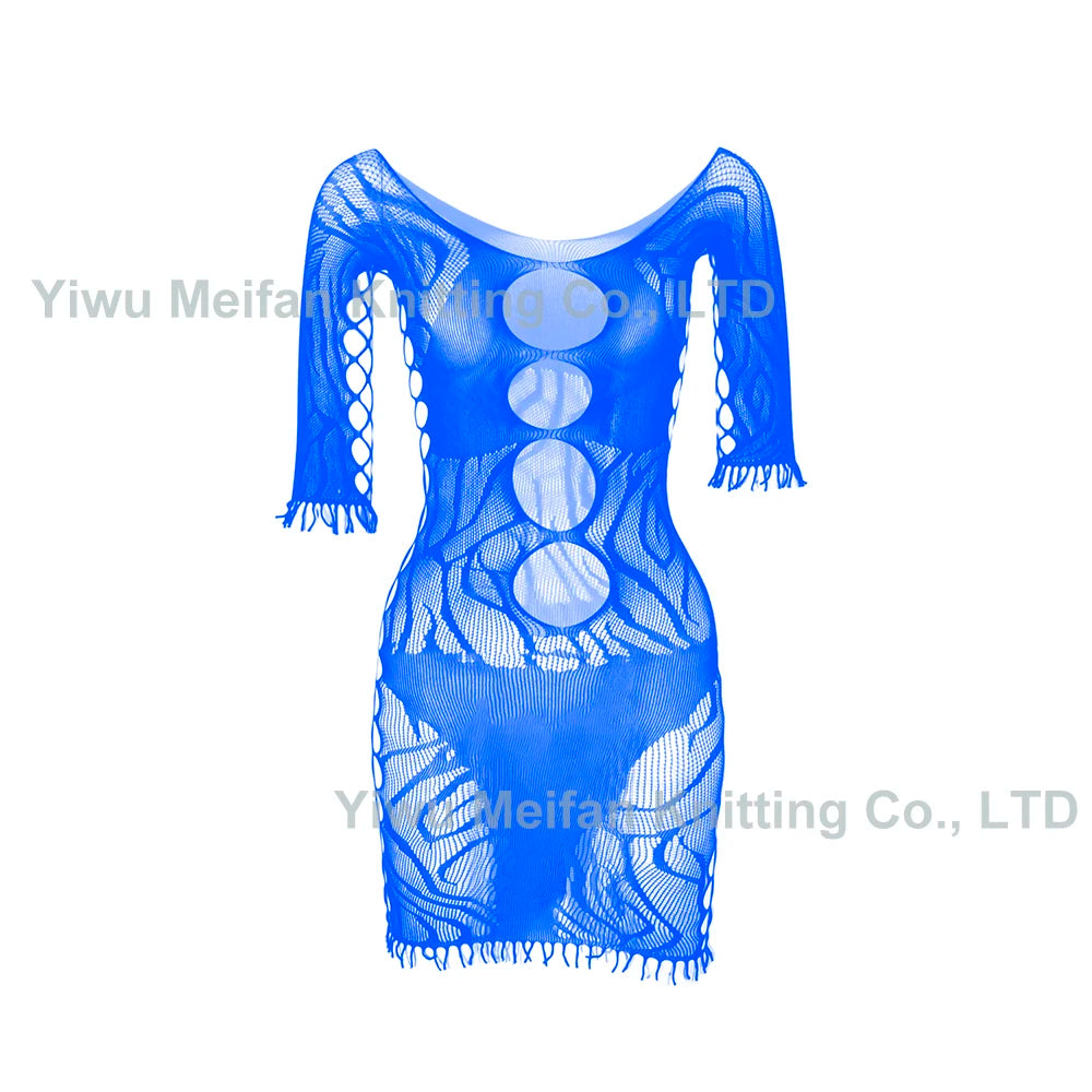 New Sexy Transparent Open Temptation One-Piece Lingeries Fishnet Ultra-thin Jacquard Tassel Mature Sexy Bodystocking