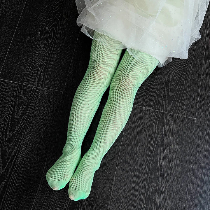 Wholesale Children's Socks Fashion Tights for Children Hollow Out Candy Color Hot Design Drill Girls Mesh Stockings for Festival