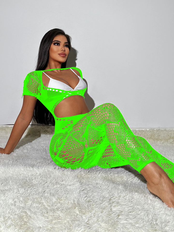 Sexy Mesh One Piece Bodysuit Erotic Crotchless Lingerie See Through Footless Jumpsuit Fishnet Body Stocking Lace Babydoll