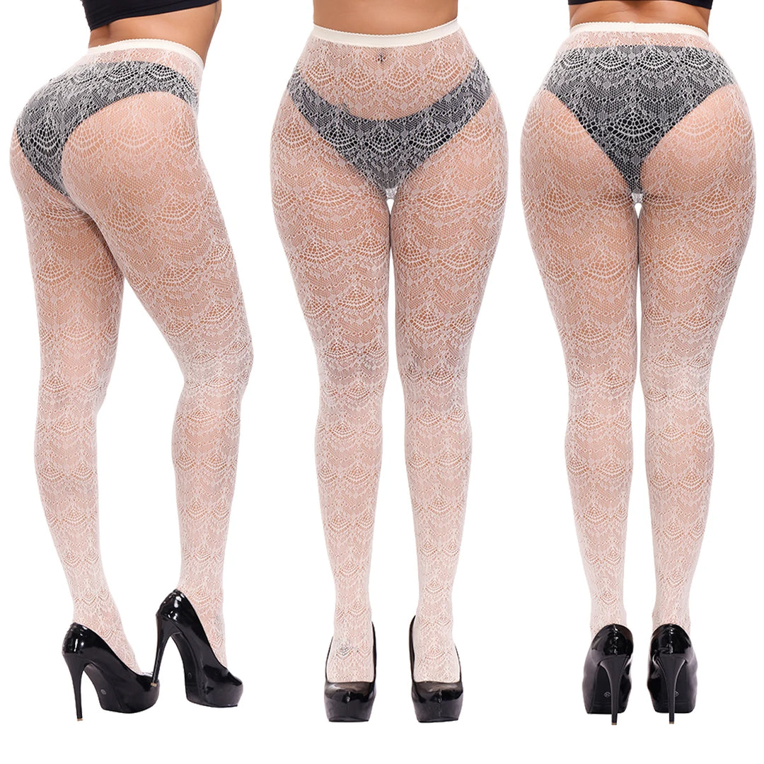 Sheer Collant Femme Fishnet Leggings Pantyhose Pantimedias Womens Lace Hollow Out Body Stockings Seamless Tights