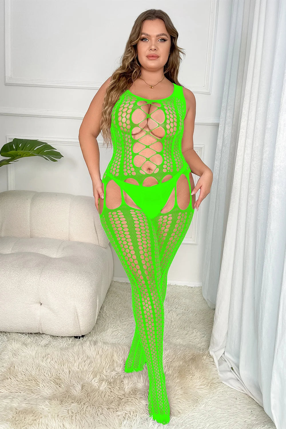 Sexy Black Lace Fishnets Tights Hollow Out Sexy Bodysuit Chubby Women Sexy Plus Size Full Body Stockings