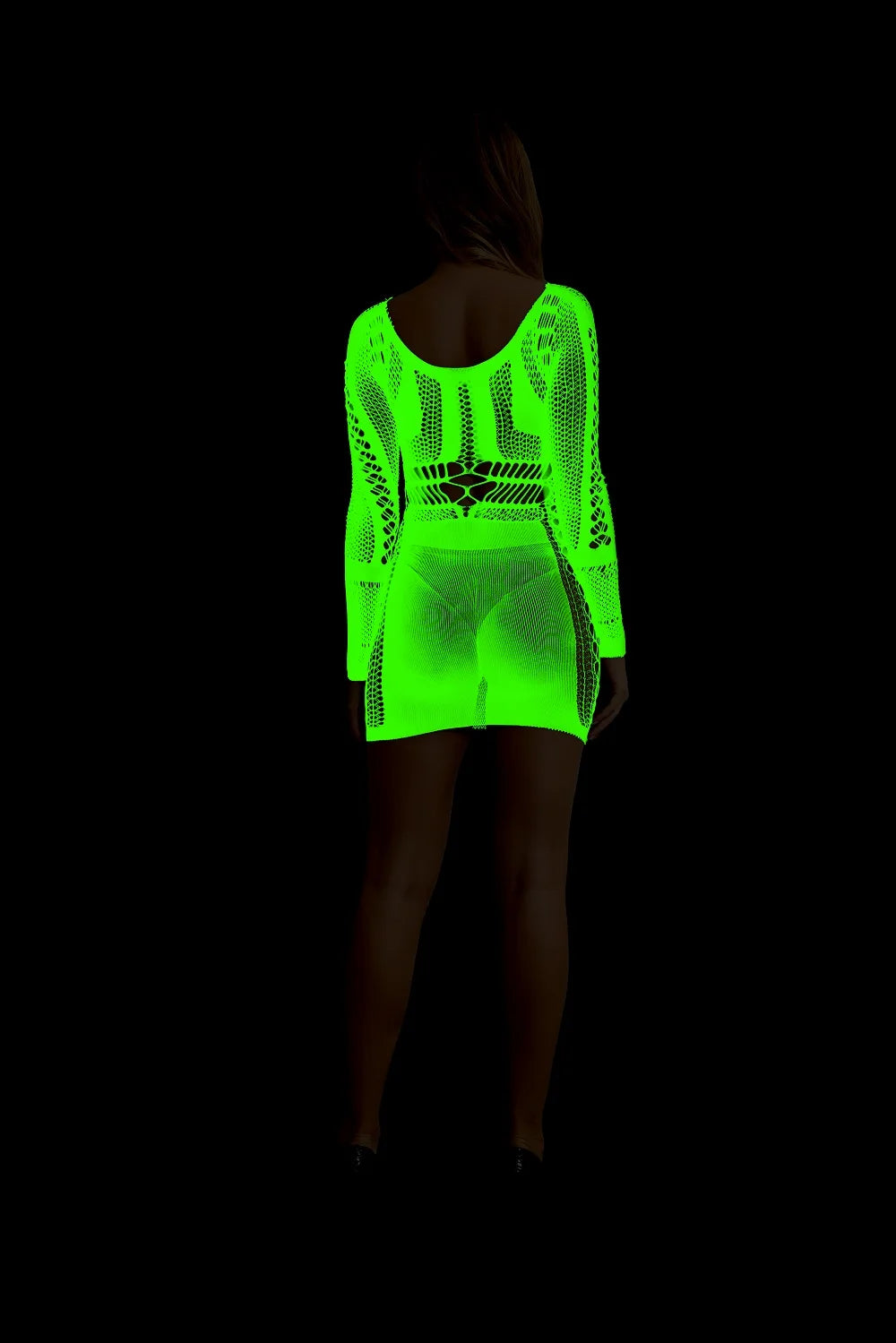 Sexy Stockings Glow in the Dark Women High Quality Fishnet Skinny Luminous Tight Pantyhose Hollow Out High Thigh Dancewear