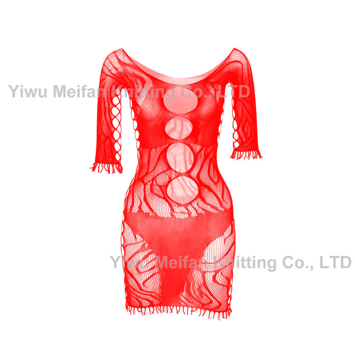 New Sexy Transparent Open Temptation One-Piece Lingeries Fishnet Ultra-thin Jacquard Tassel Mature Sexy Bodystocking