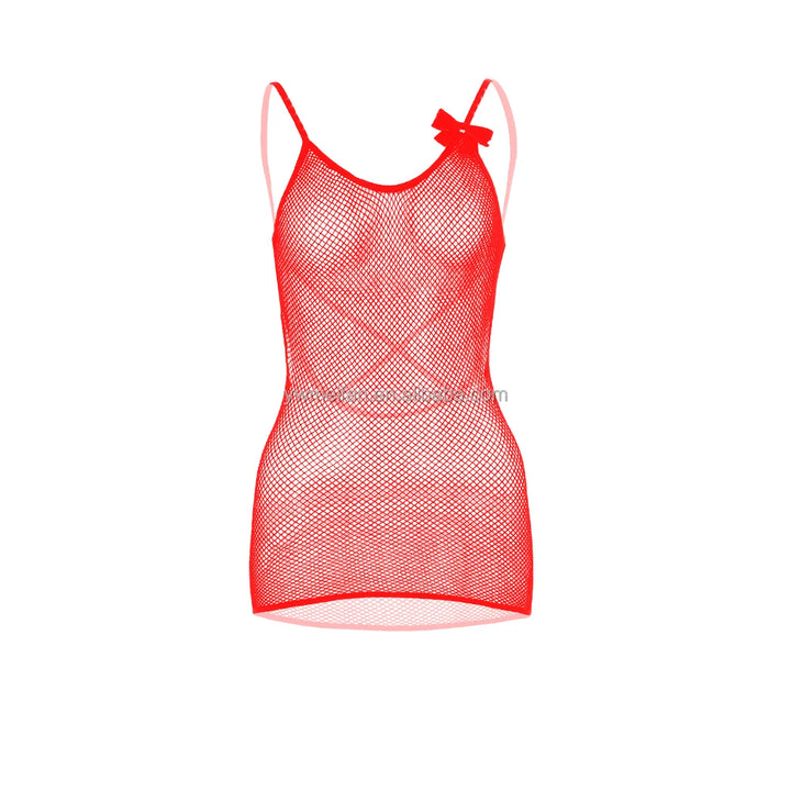 Hot Sales Women Sexy Fishnets Designer New Solid Color Mesh Lingerie With Bow Strap Cutout Bodystocking Dresses