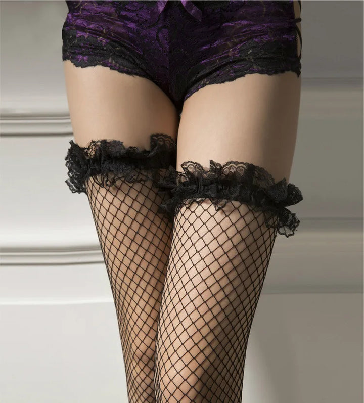 Nude Sexy Fishnet Floral Border Stockings Nylon Silk Stockings Full Body Women Sexy Silicone Anti Slips Stockings