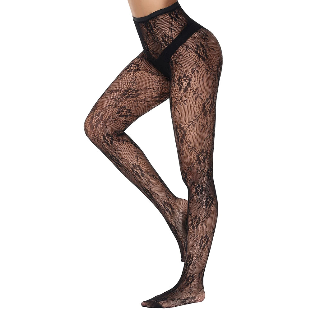 Stylish Medias De Rejilla Women Floral Fishnet Stockings Collant Femme Pantyhose Casual Daily Hosiery Thin High Tights