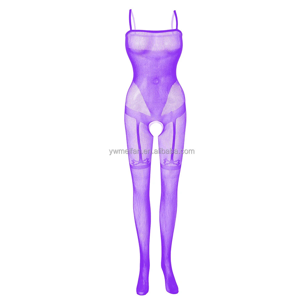 Integrate Garter Belt Pantyhose Women's Sexy Black Nude Fishnets Bodystocking Crotchless Body Stocking Lingerie
